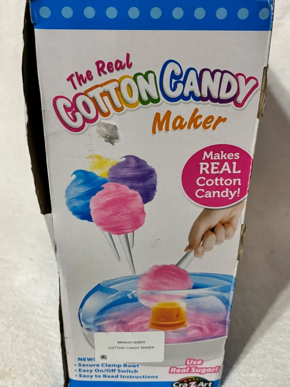 Cotton Candy Maker - Blue, White & Orange see details picture no accessories.